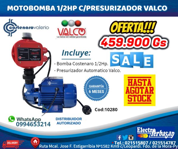 KITS MOTOBOMBA COSTENARO 1/2HP 2PCS VALCO