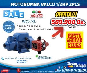 KITS MOTOBOMBA VALCO 1/2HP 2PCS VALCO