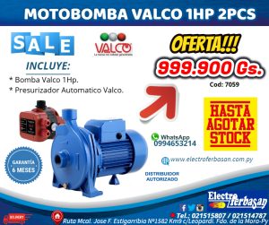 KITS MOTOBOMBA VALCO 1HP 2PCS VALCO