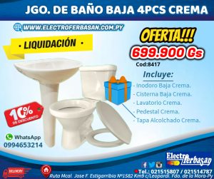 JGO. DE BAÑO BAJA SANTA CLARA 4PCS CREMA