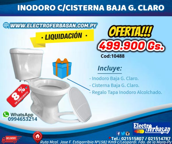 INODORO C/CISTERNA BAJA GRIS CLARO