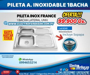 PILETA ACERO INOXIDABLE 1BACHA