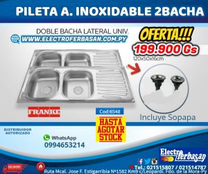 PILETA ACERO INOXIDABLE 2BACHA